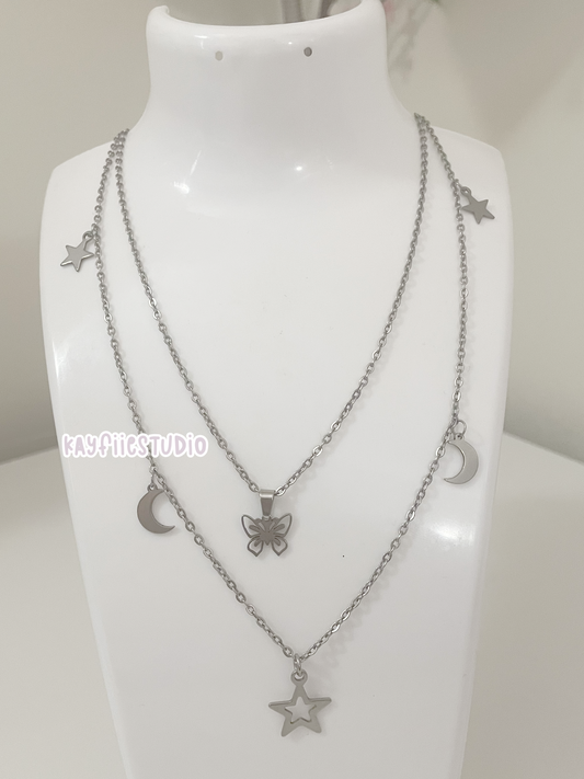 Moonlit Butterfly Layered Necklace