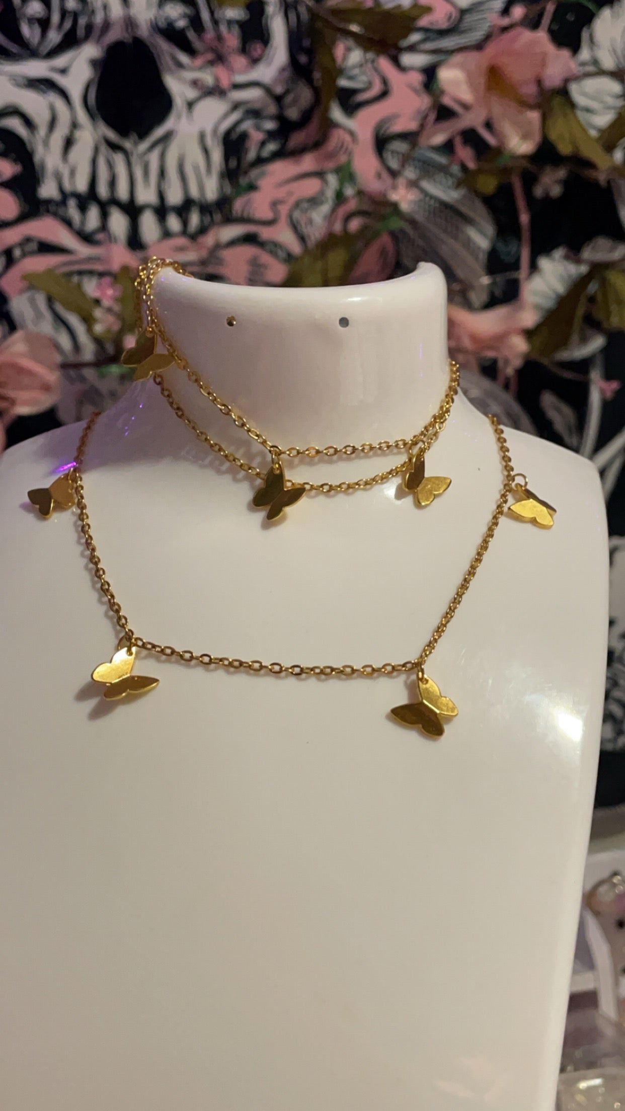 golden butterfly necklace+ Bracelet set