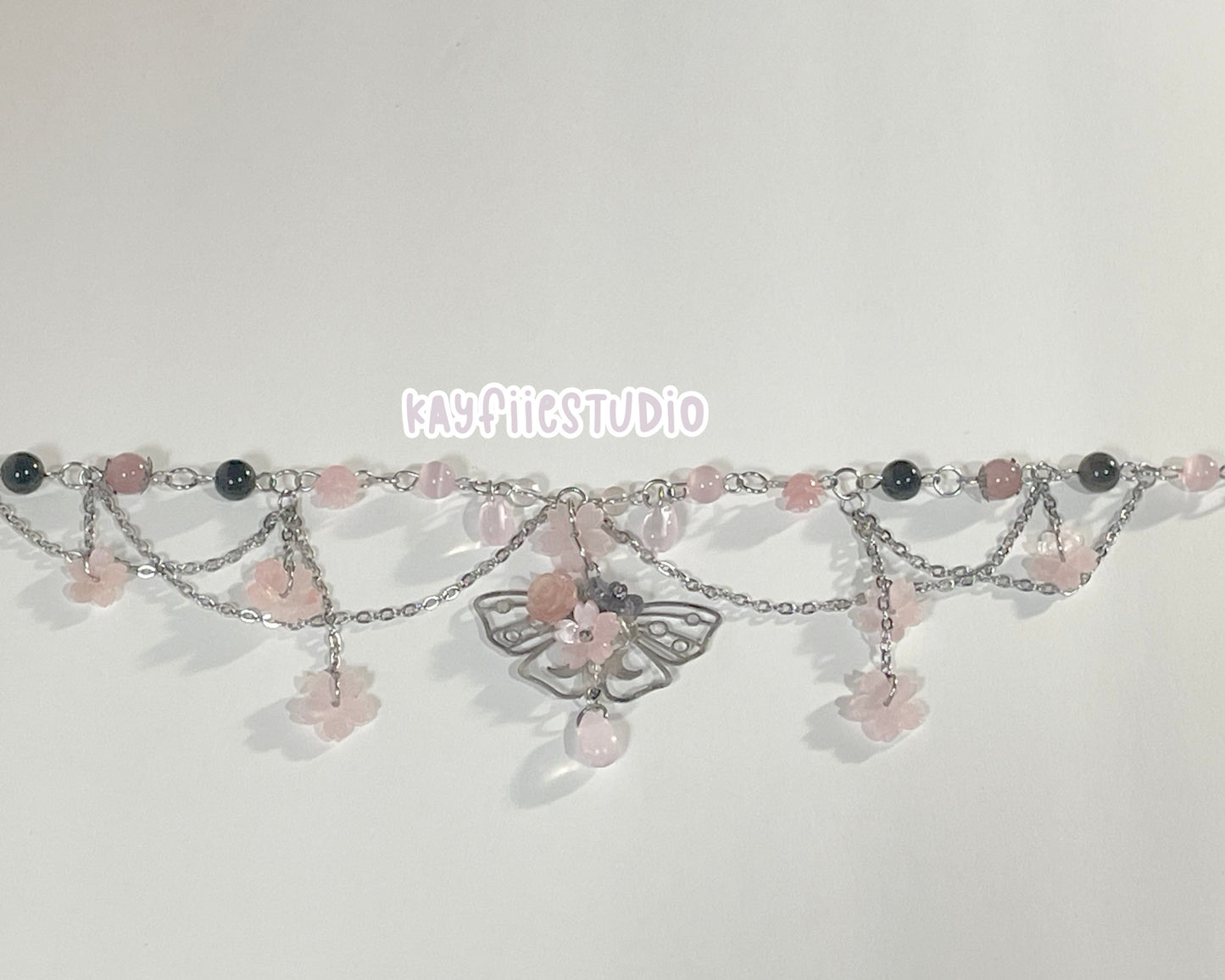 Cherry blossom moth Necklace🌸⛓𓍢ִ໋🌷͙֒