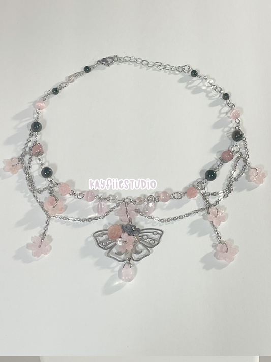 Cherry blossom moth Necklace🌸⛓𓍢ִ໋🌷͙֒