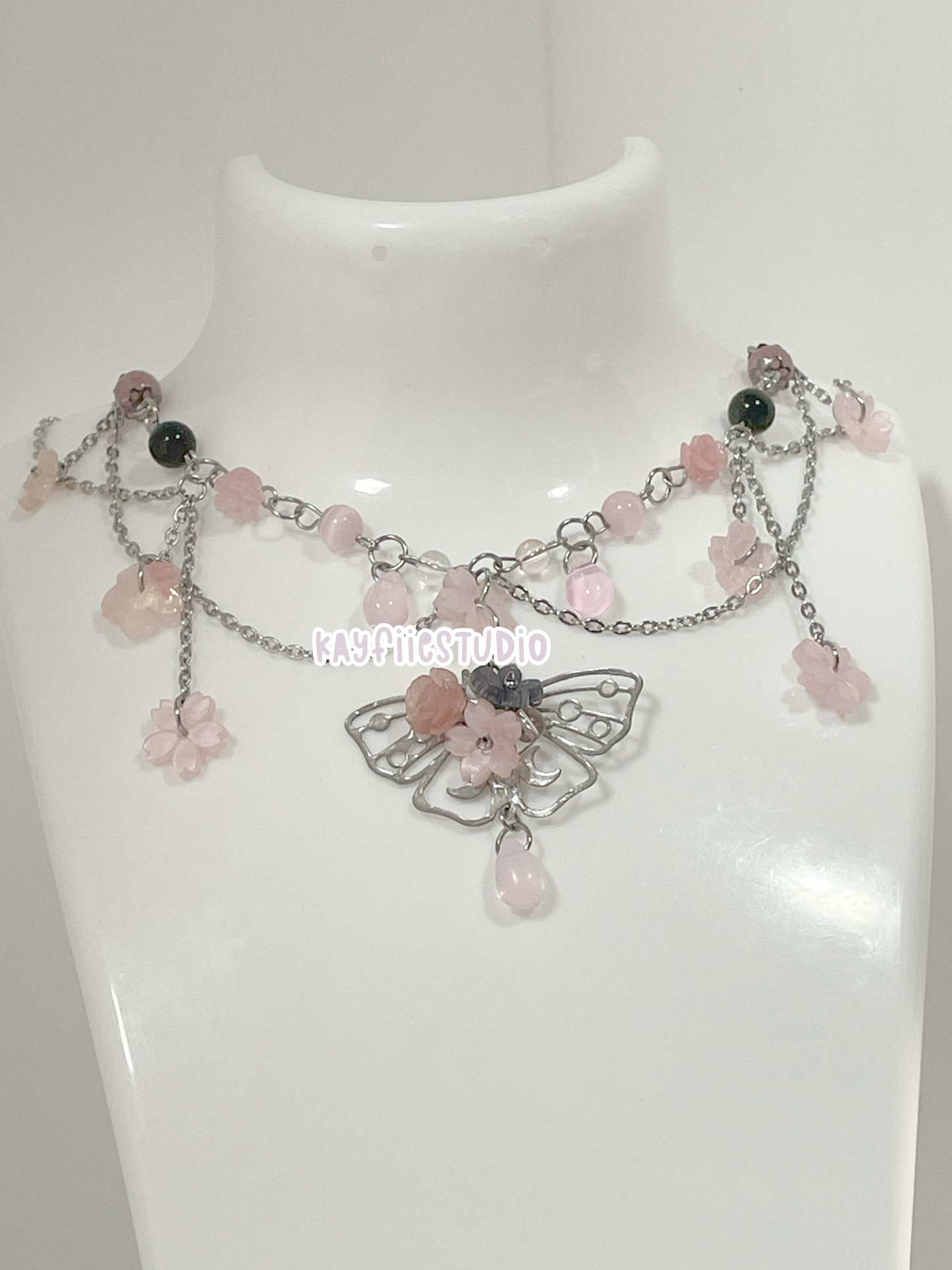 Cherry blossom moth Necklace🌸⛓𓍢ִ໋🌷͙֒