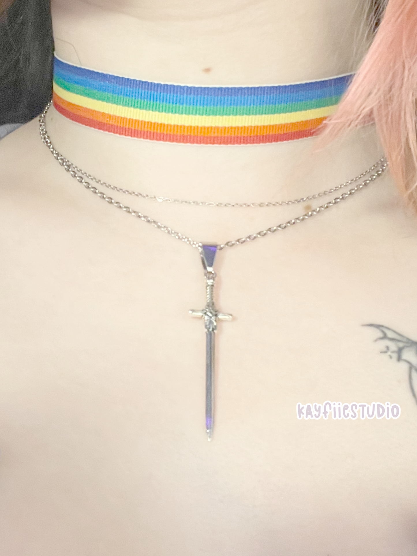 Rainbow Heart Lace Necklace🌈✧˚ ༘ ⋆｡˚