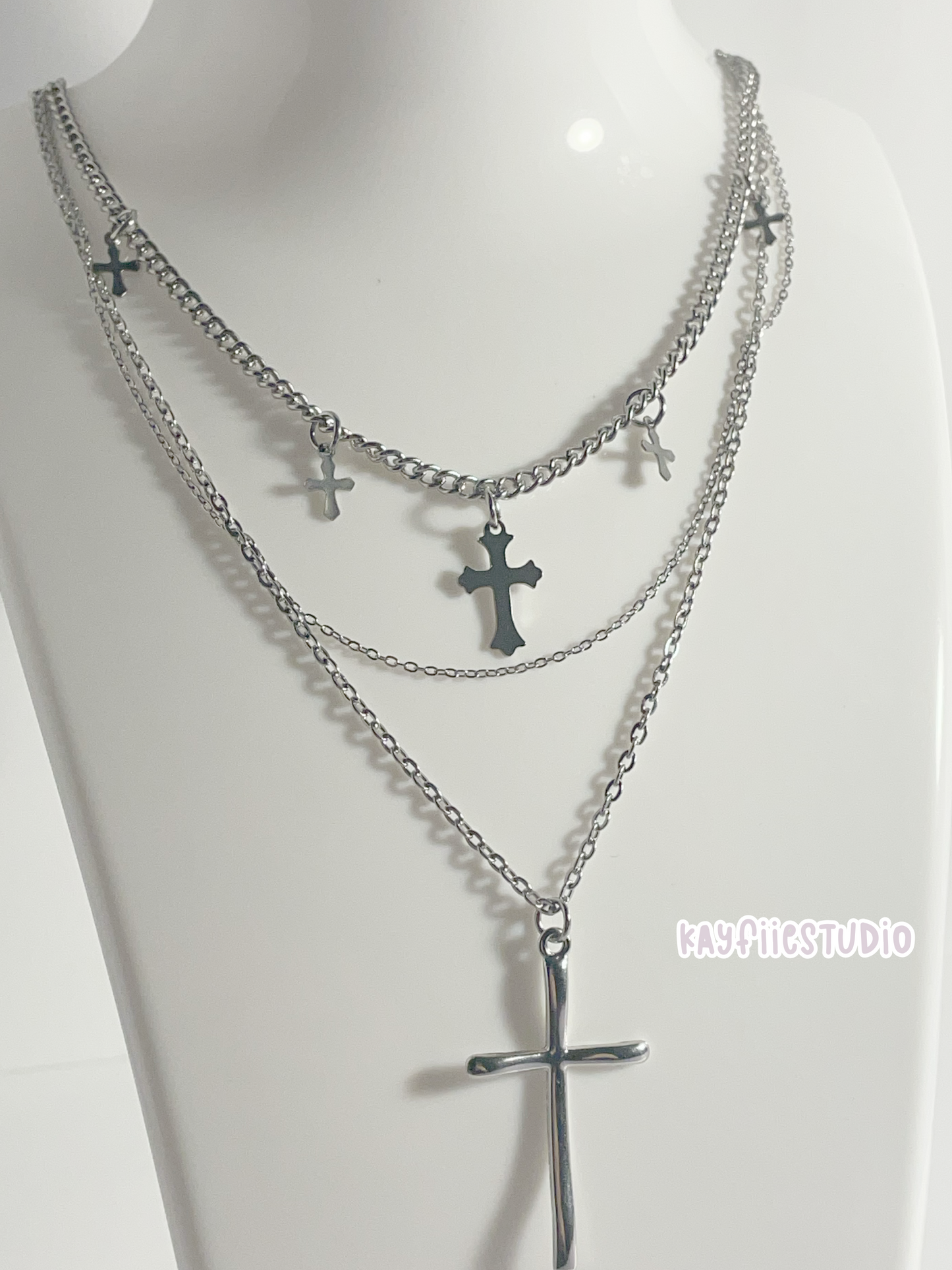 Cross Layered Necklace ♱ ⊹ ࣪ ˖