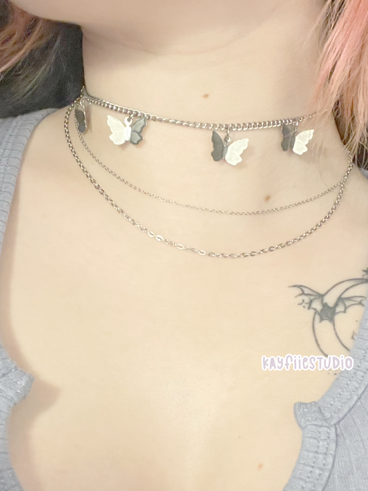 Butterfly Layered Necklace ⊹𓂃 ࣪˖ ִֶָ𐀔