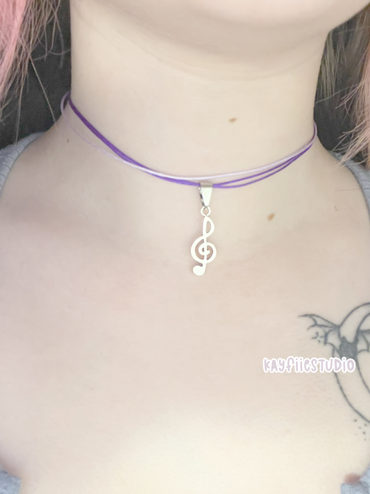 Musical note cord necklace