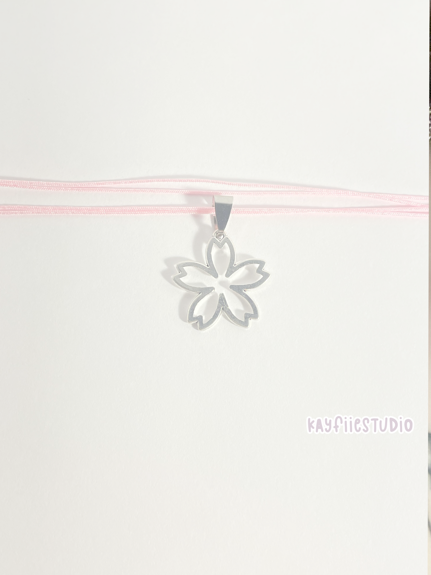 cherry blossom cord necklace