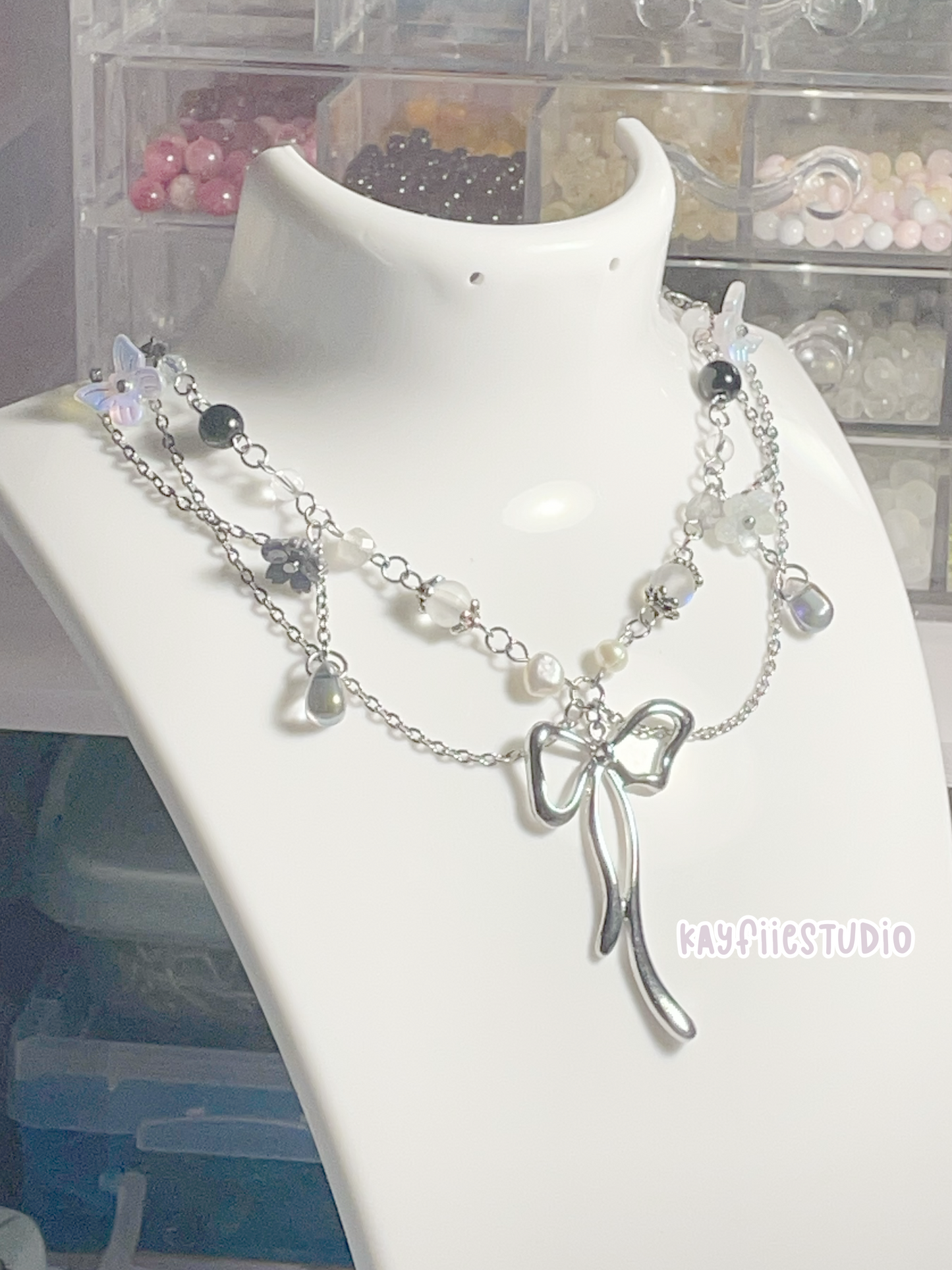 Dark Coquette Girl Elegant Necklace ˚.🎀🐇𓍢ִ໋🌷͙֒⊹ ‧₊🌸