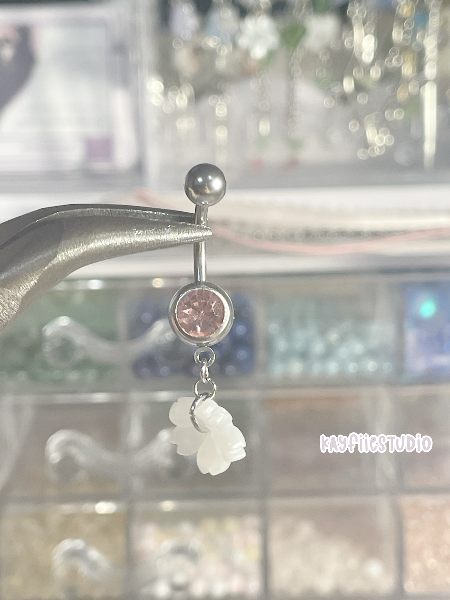 White Sakura🌸|Pink Navel Jewelry