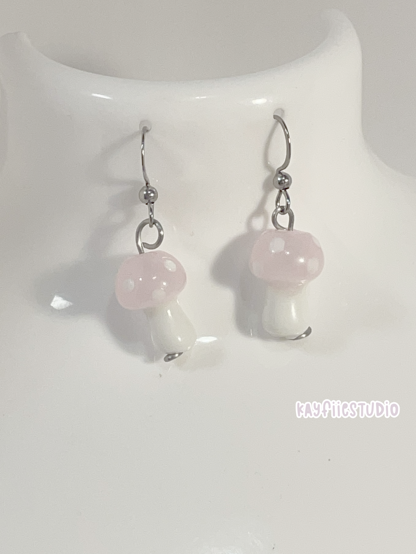 Pink Mushroom Earrings⁺˚⋆｡°🍄₊𓍊𓋼