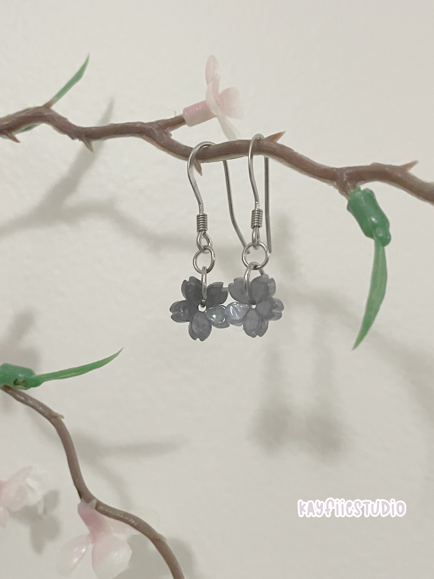 Dark Sakura Earrings ⋆🌸₊˚⊹♡