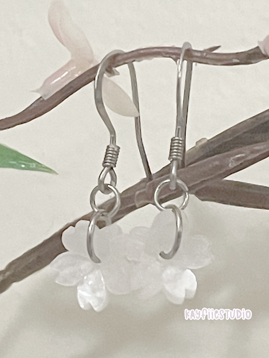 White Sakura Earrings ⋆🌸₊˚⊹♡