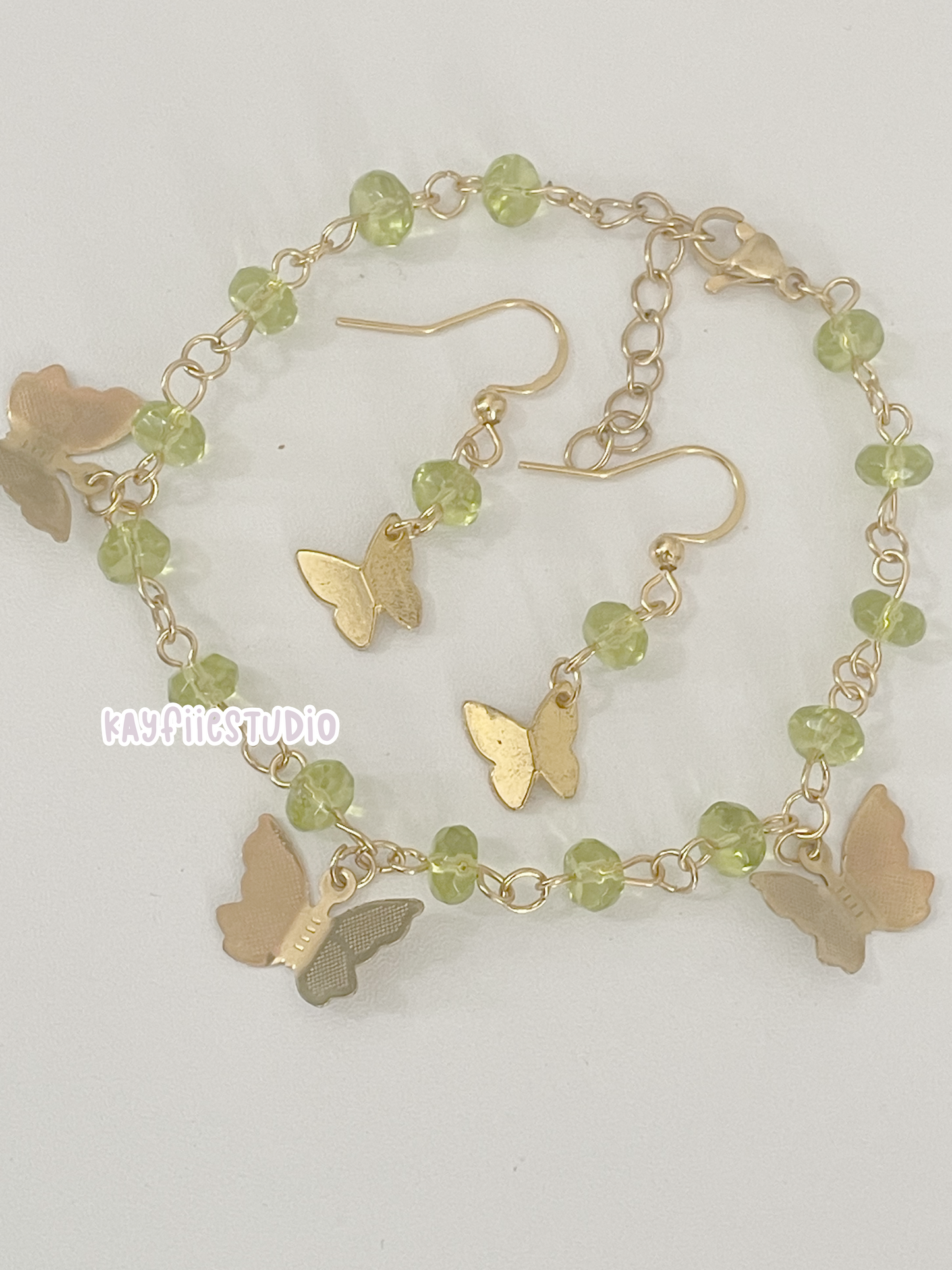 Butterfly Charm Bracelet + Earrings