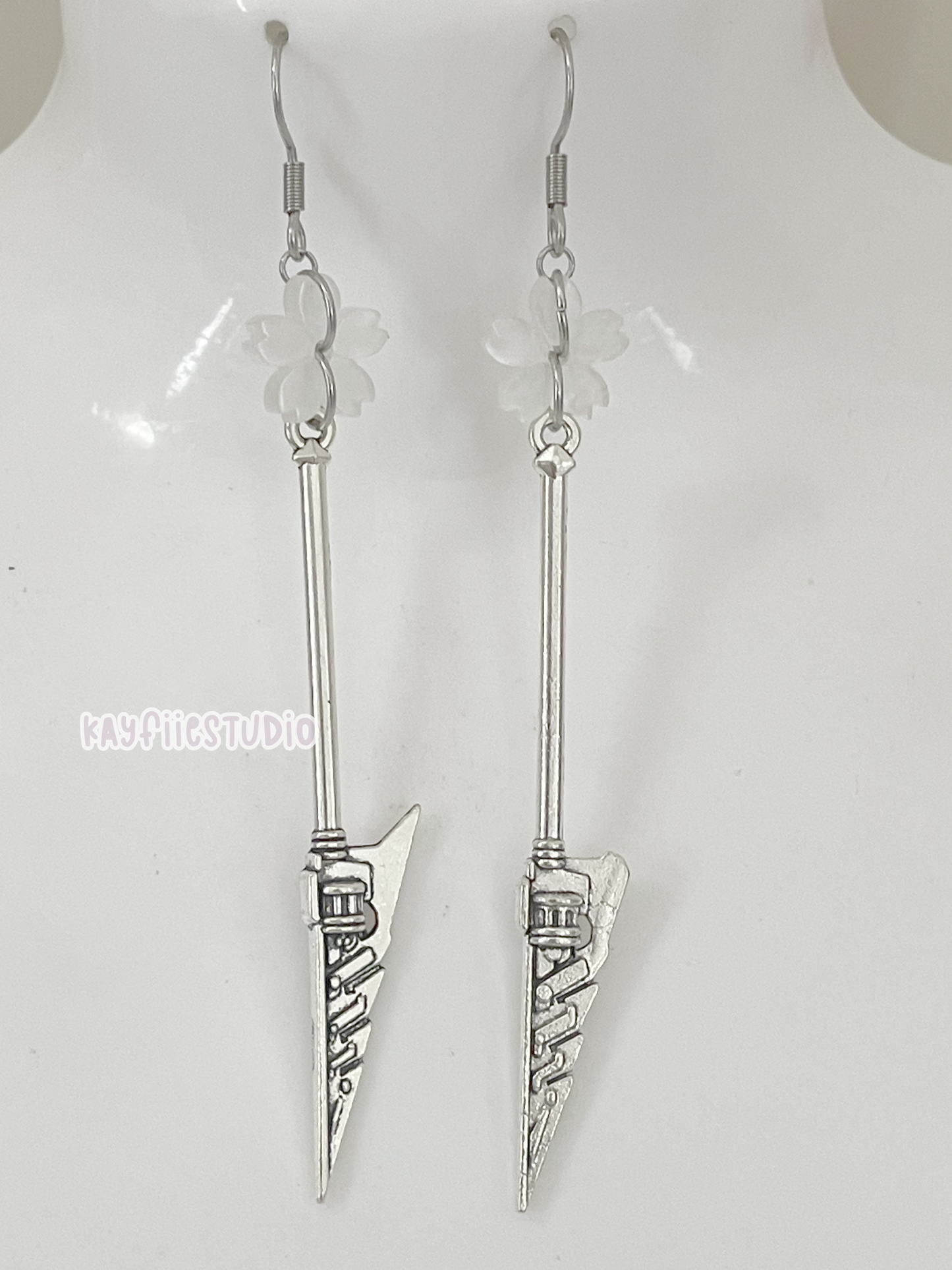White Cherry Blossom Warrior Earrings