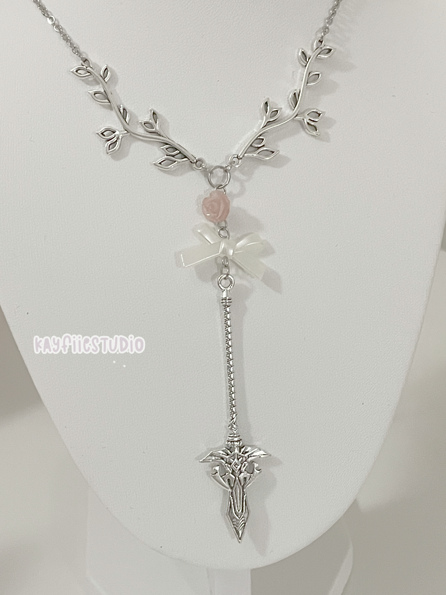 Rose Blade Bow Necklace