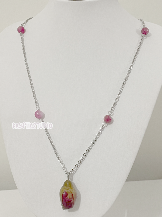 Resin Rose Bead + Chain Necklace