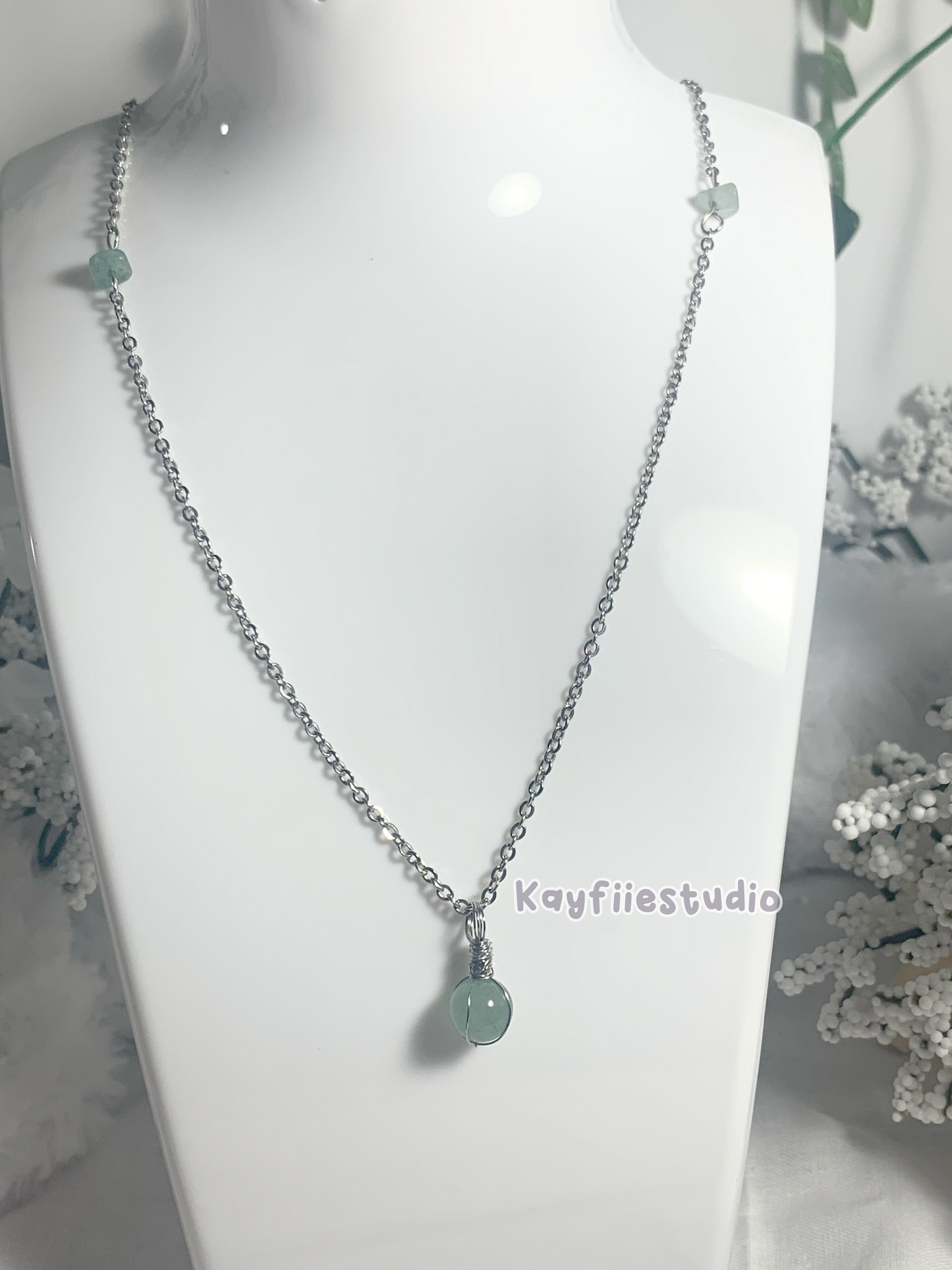 Green aventurine Crystal necklace ⊹ ࣪ ˖⭑୭