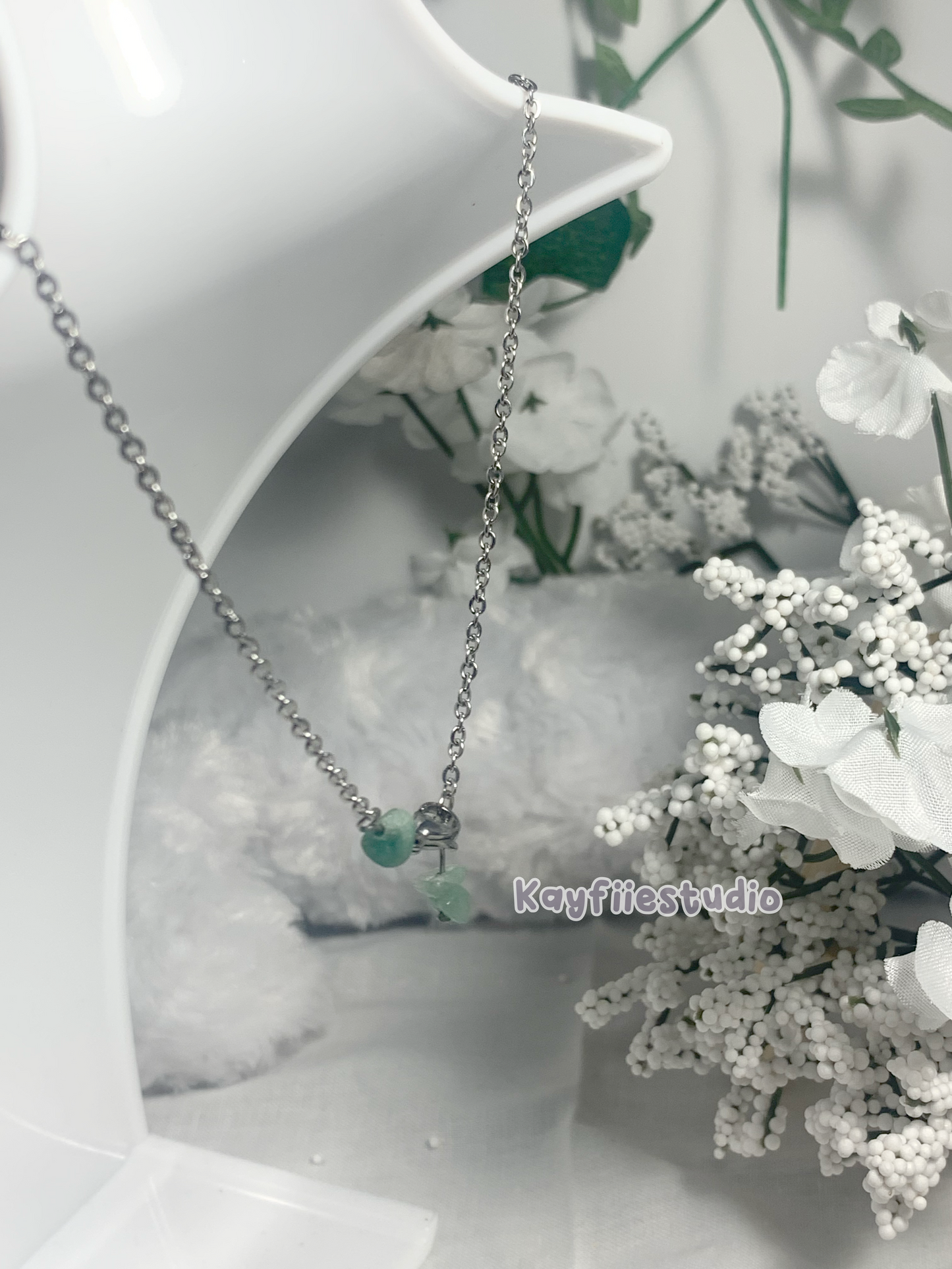 Green aventurine Crystal necklace ⊹ ࣪ ˖⭑୭