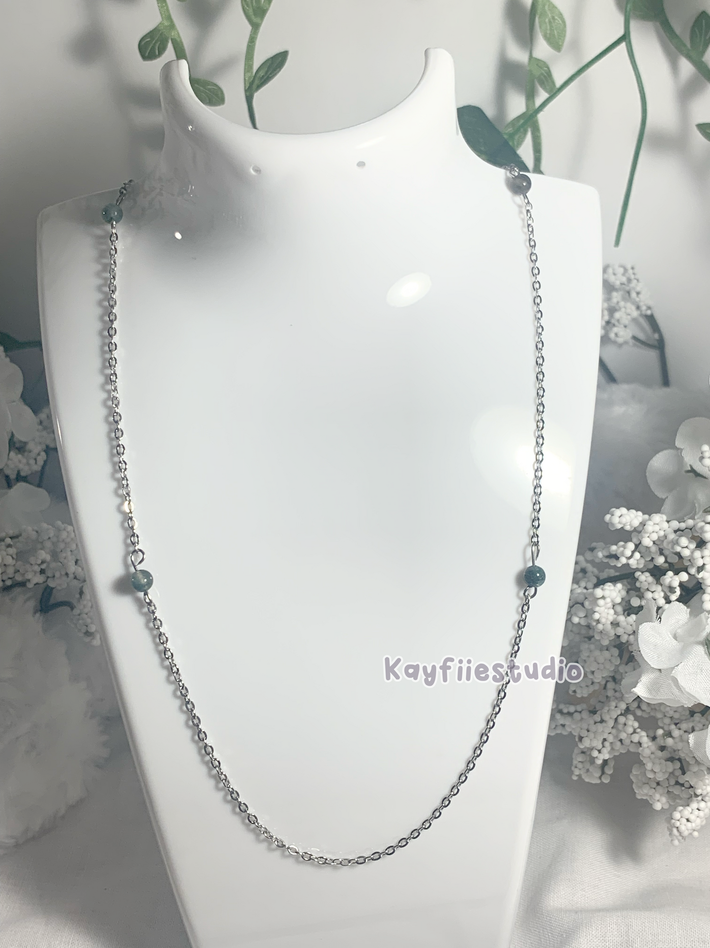 aquatic agate crystal necklace⊹ ࣪ ˖⭑୭